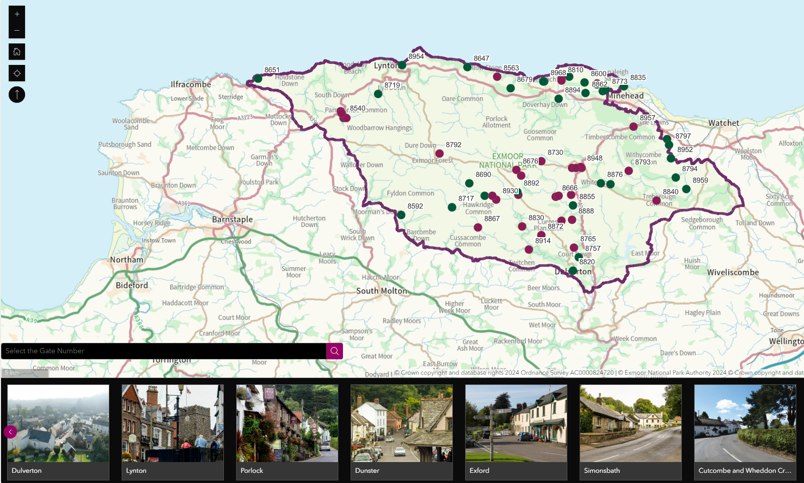 A map showing donation options for gates and fingerposts